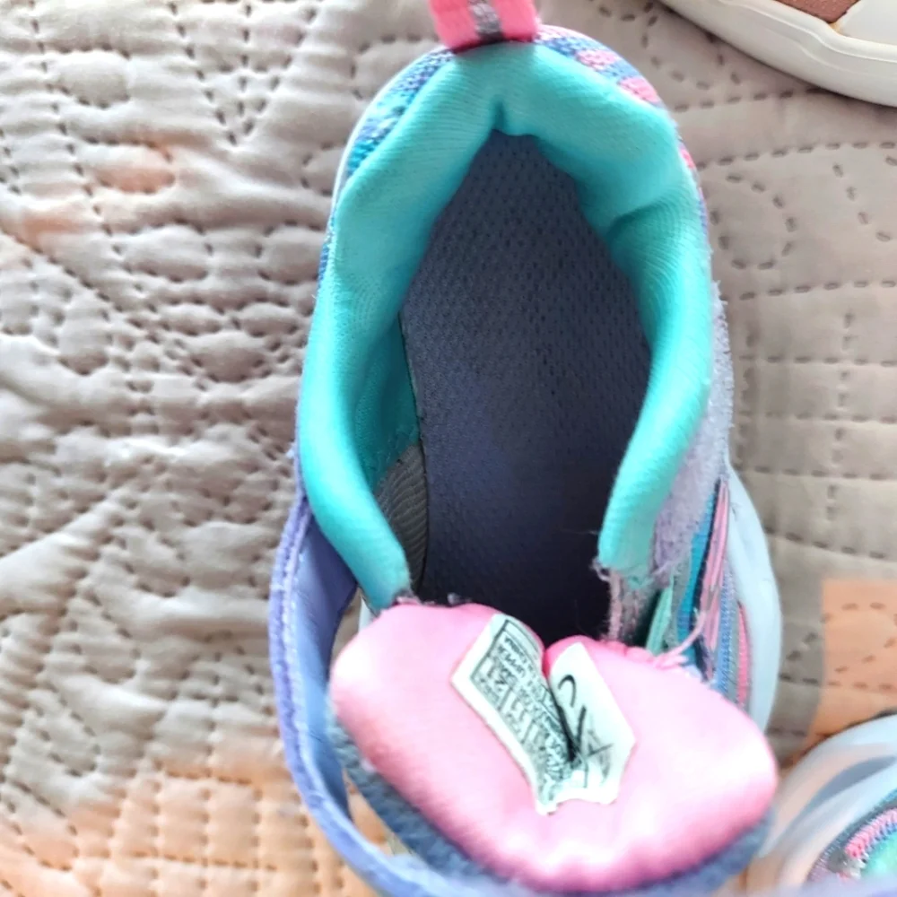 Sketchers girls sneakers pink blue light up & old navy pink sneakers Both Size 5